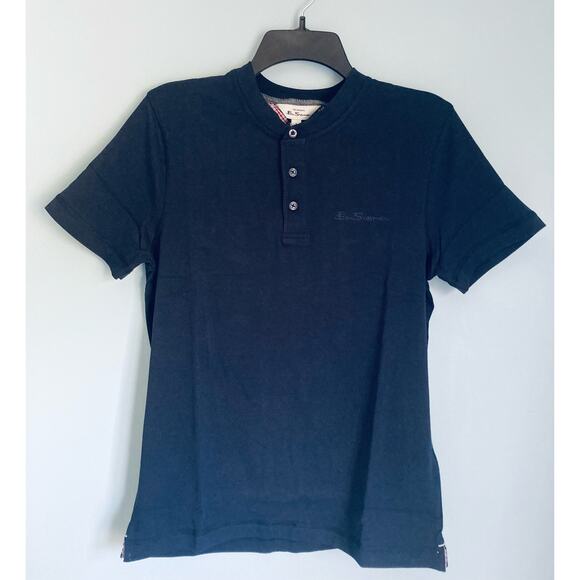 Henley Short Sleeve Shirt Ben Sherman Navy Small - Picture 1 of 7